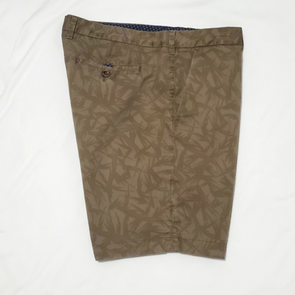 Ted Baker Olive Brown Pattern Shorts 38 Waist